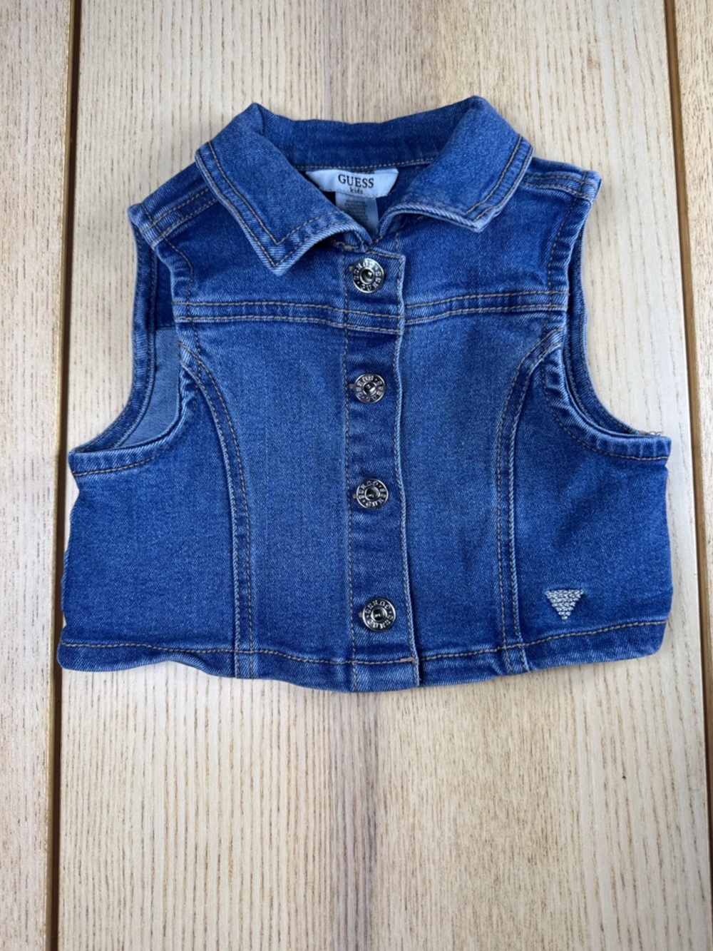 Guess Kids Girls Blue Denim Vest Button Front Sleeveless Jean Jacket Size 3T‎